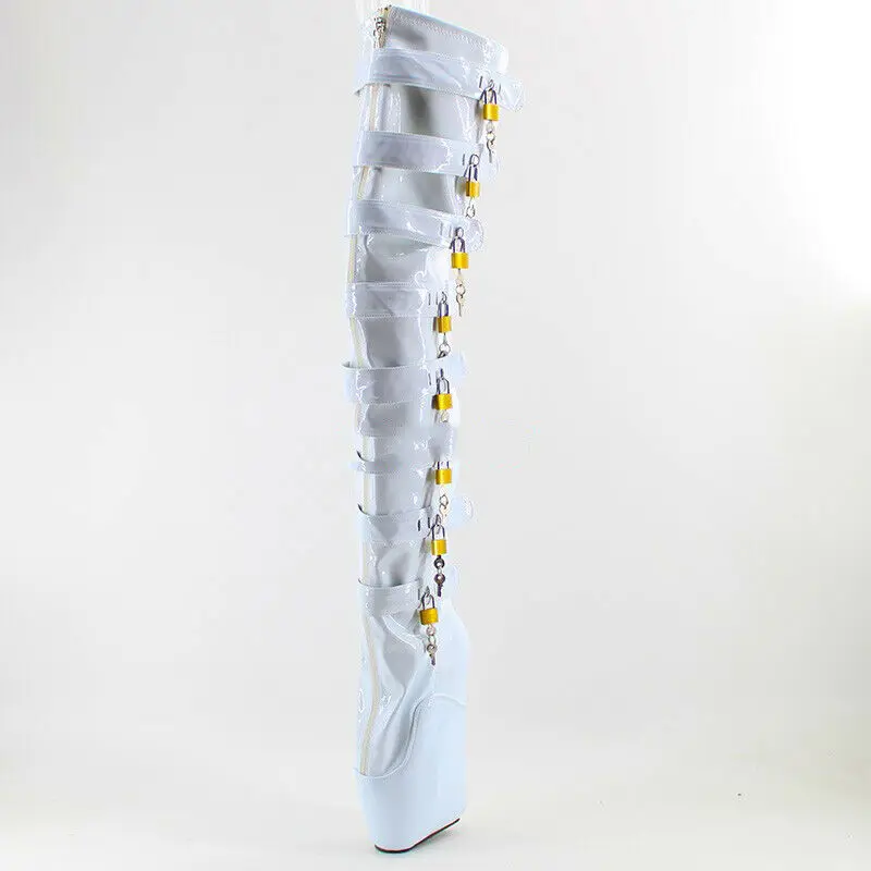 

New 18cm Ballet Super High Heeled Over Knee Boots Large Size Sexy Nightclub