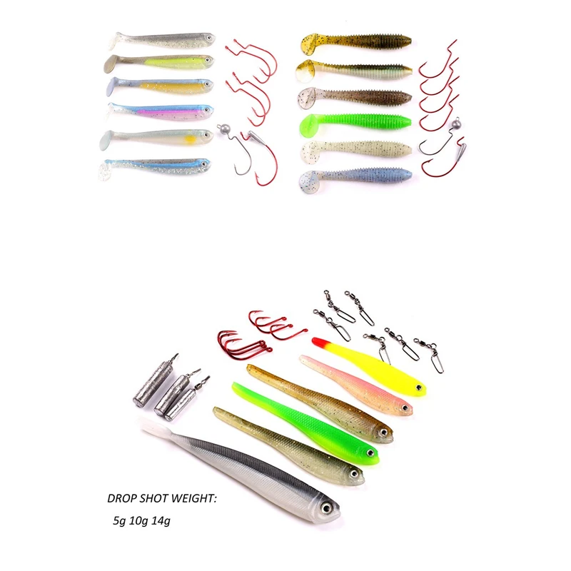 Mizugiwa Drop Shot 45 Kit мягкий шэд Tail Minnow Bait Hook Weight Snap Swivels крючки для Червяков Head Bass Swimbaits|worm