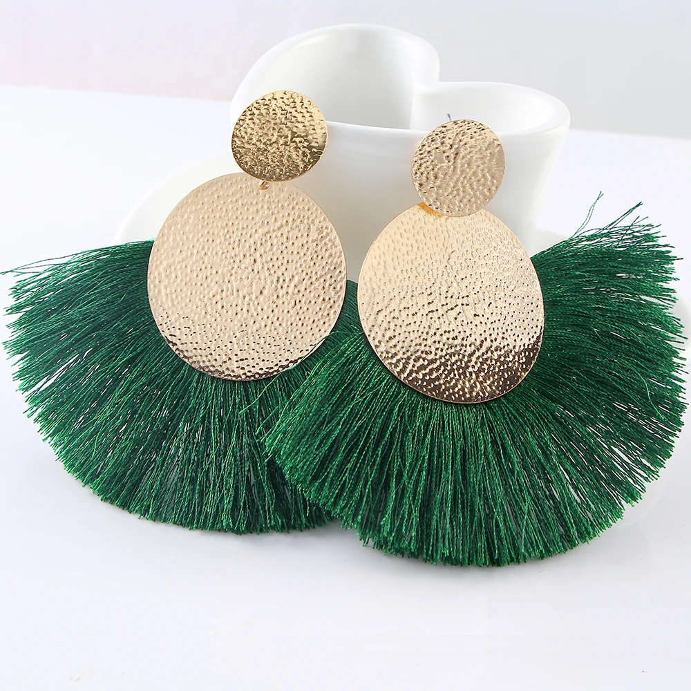 12018 Fashion Red Long Tassel Drop Earrings Vintage Ethnic Fringed Dangle Earrings Women Jewelry Bohemian Ear Drop Brincos CS27