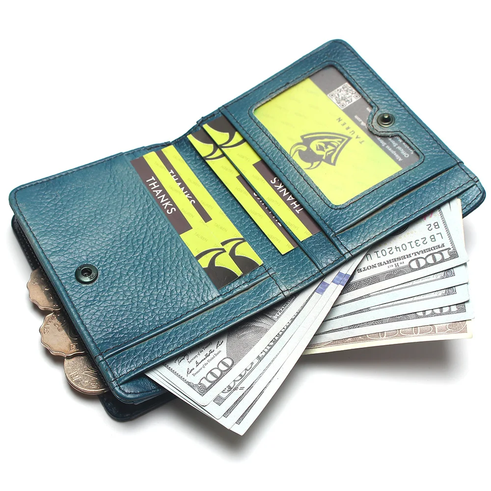 Natural Leather RFID Blocking Men's Top Layer Leather Brushed Wallet Handmade Retro Wallet Pure Leather Leather Coin Purse