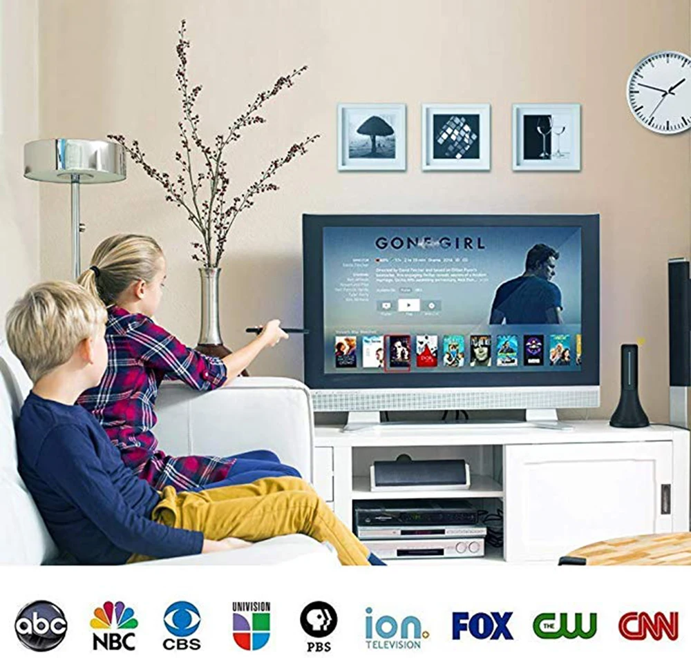 Indoor HDTV Digital Antenna Portable 80-120 Miles Long Range with Amplifier Signal Booster for 4K VHF Local TV Channels