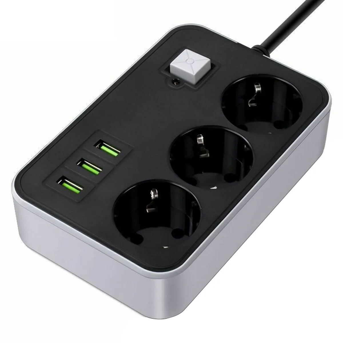 

Multiple Sockets Power Strip 3 Sockets 3 USB Port Extension Cord AC Power Adapter 2500W For Smartphone Tablets Charging EU Plug