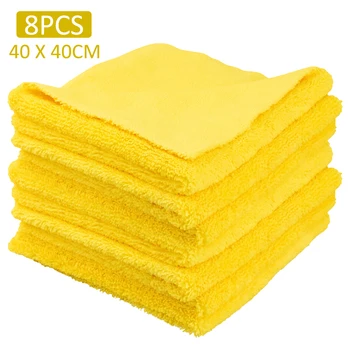 

8pcs Car Care Polishing Wash Towels Plush Microfiber Washing Drying Towel Strong Thick Plush Polyester Fiber Car Cleaning Cloth