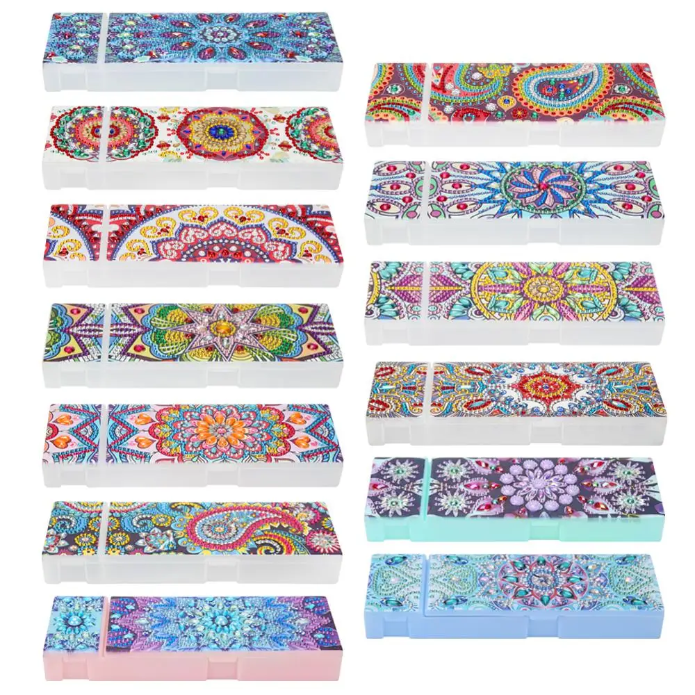 

DIY Diamond Painting Pencil Box Mandala Special Shaped Diamond Painting 2 Grid Stationery Storage Box Mandala Storage Case Gifts