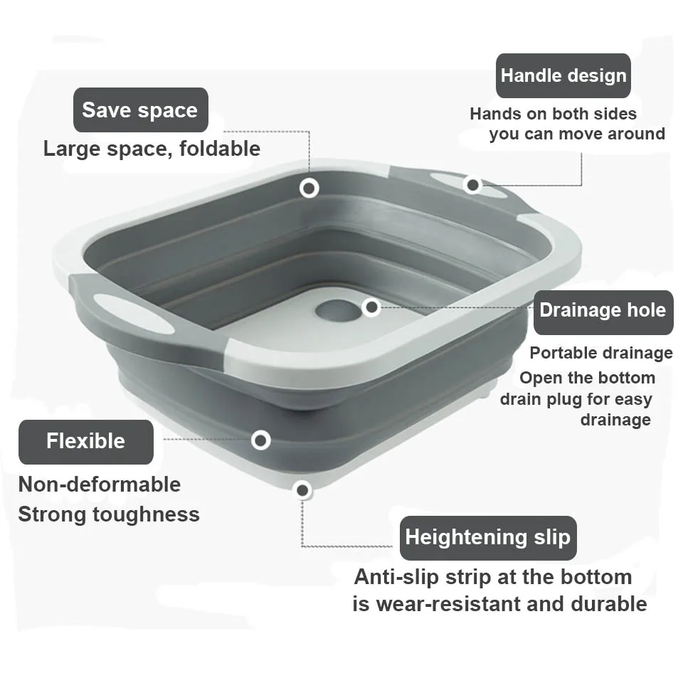 1pc 3 In 1 Multi-functional Folding Cutting Board, With Drain