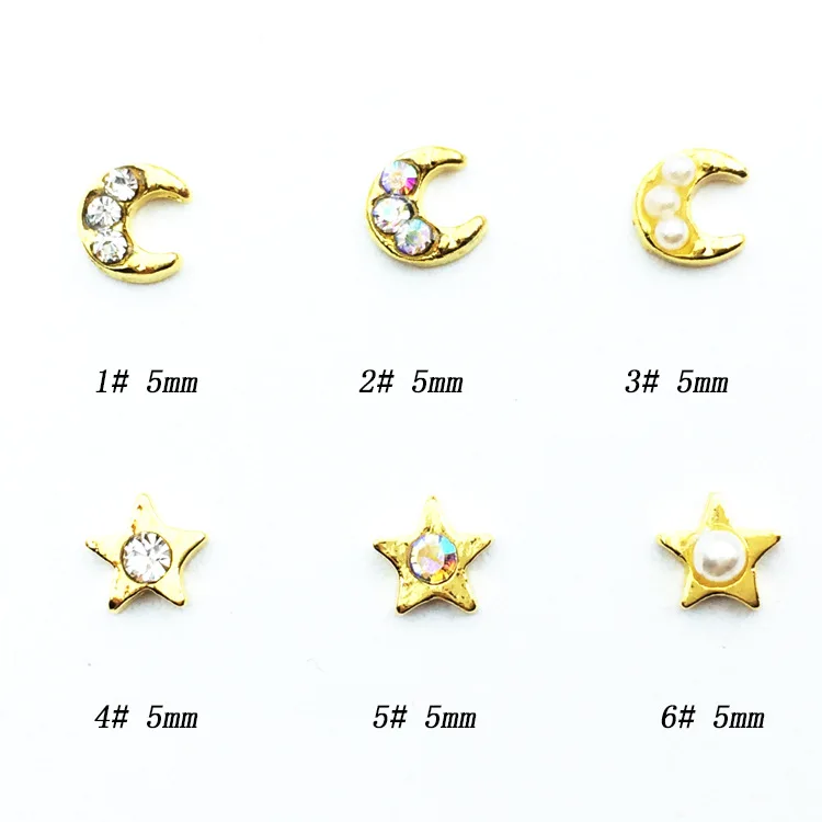 Роспись ногтей дрель в японском стиле Луна и Звезды Алмаз стиль металлическая звезда Луна горный хрусталь жемчуг маникюрные наклейки