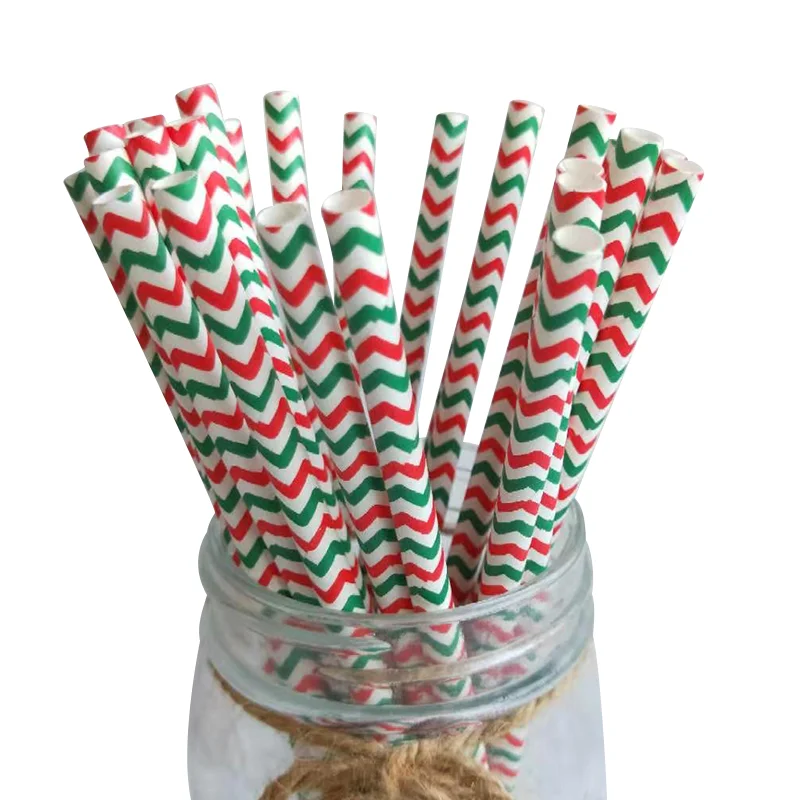 100pcs Christmas Straws Environmental Disposable Paper Tube Wedding Party Banquet Paper Straw Birthday Party Decorations Adult