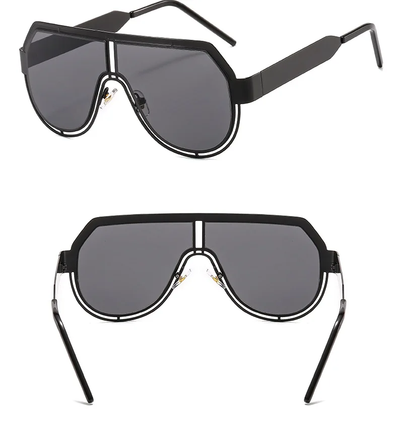 Black Pilot Sunglasses Women Men Silver Mirror Oversized Metal Luxury Brand Sunglasses Female Big Gradient Shades Eyewear UV NX
