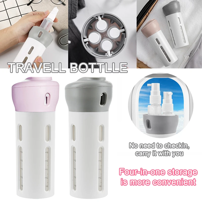 

Empty Travel Bottle 4 In 1 Refillable Bottles Lotion/Creams/Shampoo Container Kits Spray Bottling Portable Storage Bottles