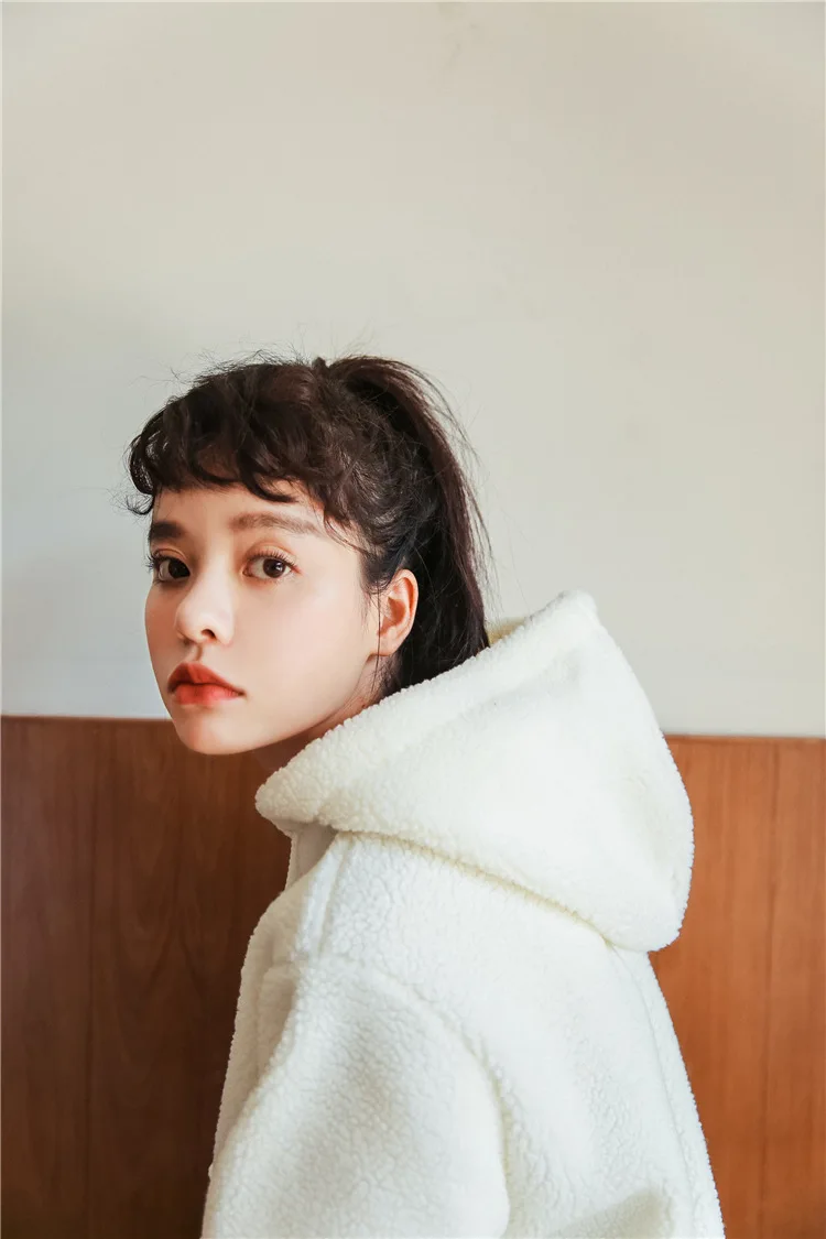 Южная Корея Dongdaemun для фотосессии зима стиль милые мягкие очаровательные с вышитыми буквами овечья шерсть толстовка женская мода