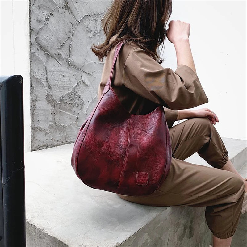 Vintage Leather luxury handbags women bags designer bags famous brand women Large Capacity Tote Bags for sac A Main