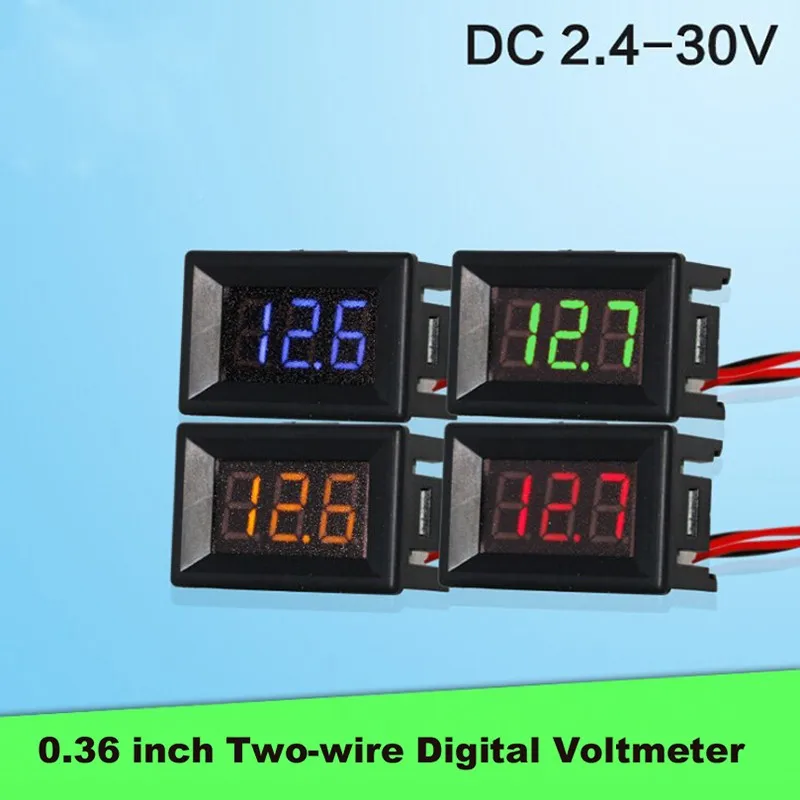Мини цифровой вольтметр Амперметр 0.36in DC 2,4 V-30 V 2-проводной светодиодный цифровая панель дисплея вольтметр аккумулятора