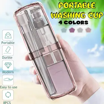 

Travel Wash Cup Portable Travel Toiletries Toothpaste Toothbrush Partition Storage box Outdoor Bathroom Accessories Sets