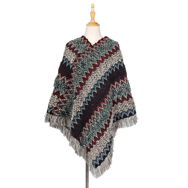 

Sparsil Women Fringed Coat Tassel Shawl Scarf Thickened Warm Cashmere Shawls Stylish Ethnic Winter Cardigans Blankets Cape Wraps