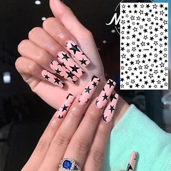 

Series ZD-702 STARS Black White Gold Silver Letters 3d Nail Art Stickers Decal Template Diy Nail Tool Decorations