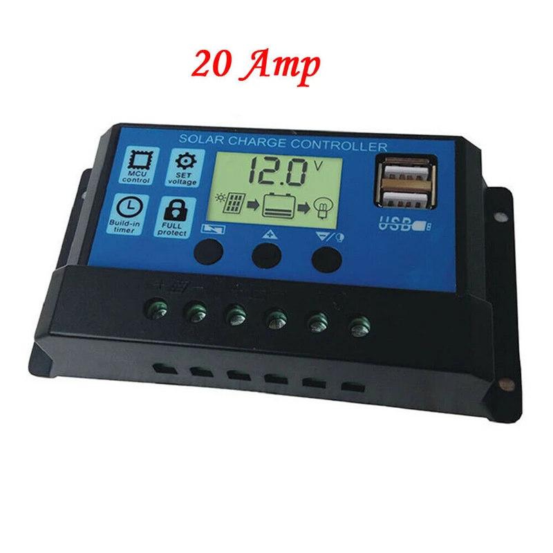 20 Amp 12 24 Voit Солнечные Контроллеры 10A/20A/30A lcd MPPT солнечная панель регулятор заряда батареи двойной USB - Цвет: 20 Amp 12 24 Voit
