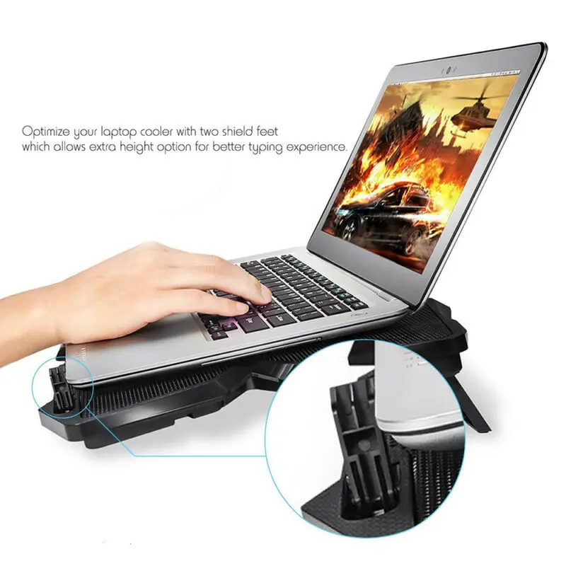 Hot Sale Laptop Cooling Pad 17" Cooler Pad Chill Mat 4 Quiet Fans LED Light USB Powered 2 Colors