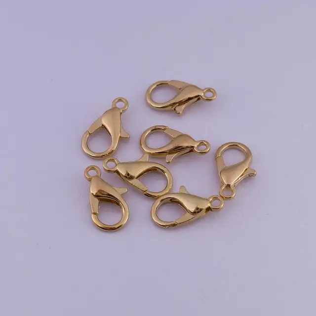 10/12/14/16/18/21mm Silver Gun Black Metal Lobster Clasps Hooks Bracelet End Connectors For Jewelry Making DIY Necklace Buckle gold