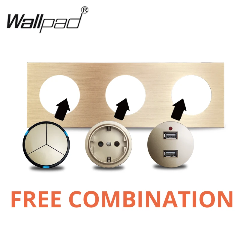 골드 알루미늄 LED 벽 스위치 1 2 3 4 갱 중간 센서 단계 조명 DIY 무료 조합 Wallpad L6