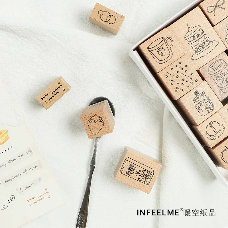 

Sweet 16Pcs\DIY Cute Creative Fun Personality Wooden Stamp Seal Diary Calendar Scrapbook Student Stationery Office Supplies