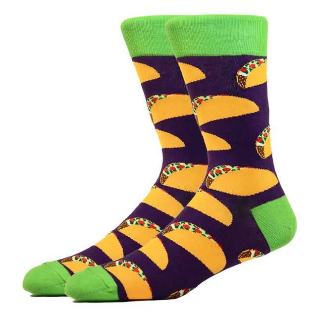 Burger Pizza Sushi Males Socks Fashion Cute Series Korean Harajuku Cartoon Funny Women Happy Cotton Cool Middle Tube Socks HK11050-6