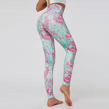 Женские леггинсы с принтом для тренировок, занятий йогой, высокая эластичность, высокая талия, пуш-ап, дышащие спортивные штаны для бега, обтягивающие спортивные штаны, одежда