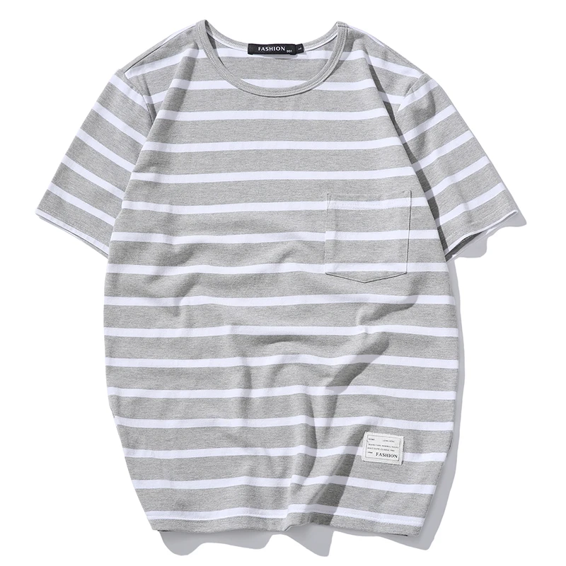

Striped Mens T-shirt with pocket Short Sleeve 2020 Summer Hi-street Oversized Hip Hop Tshirt Cotton Tee Shirts