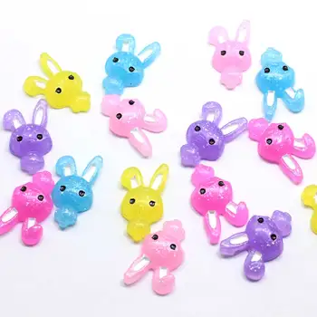 

50/100p Kawaii Mixed Clear Glitter Resin Rabbit Decoration Crafts Flatback Cabochon Embellishments For Scrapbooking Diy Accesso