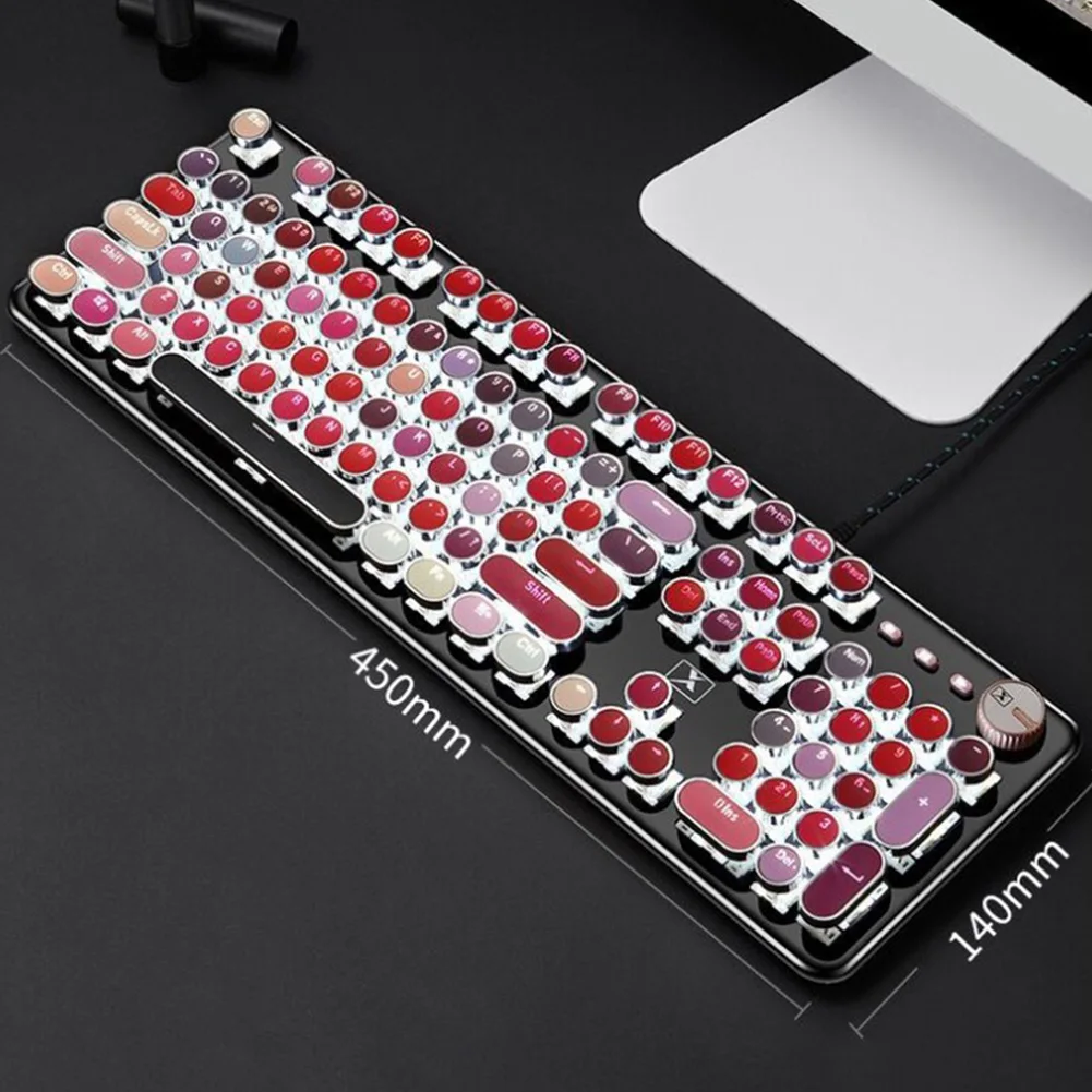 K520 104 Keys Accessory Metal Gaming Replacement Fashion Computer Lipstick Color USB Desktop Mechanical Keyboard Wired