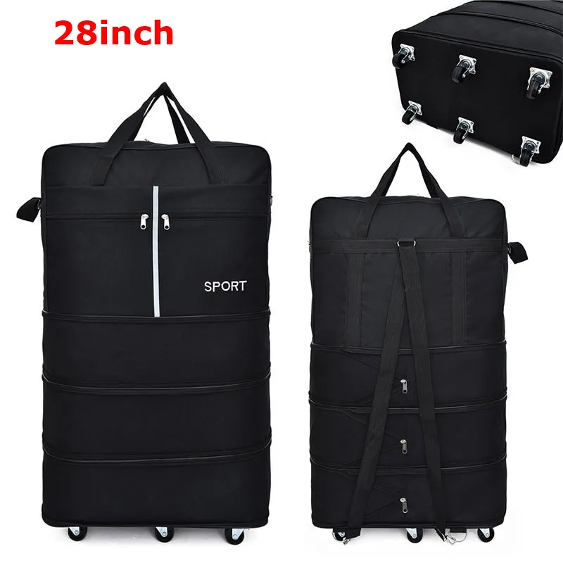 Сумка с воздушной проверкой, большая емкость для учебы за рубежом, путешествий, универсальная складная сумка для хранения багажа, сумка для хранения на колесиках - Цвет: black 1