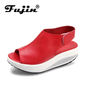 

Fujin Brand 2020 Summer Shoes Fashion For Women Leather PU Sandals Platform Buckle Leisure Casual Footwear Shoes Large Size