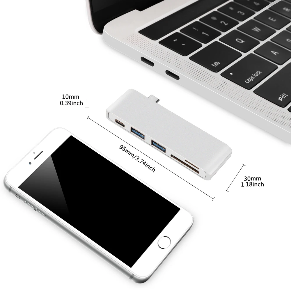 Redlai USB C Hub для MacBook Air Pro 13 дюймов 2019/2018/2017/2016 Type адаптер с 2 портами 3 0 PD SD/TF