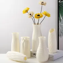 Plastic Vases Basket Decoration Flower-Pot Arrangement Origami Imitation-Ceramic Milky White