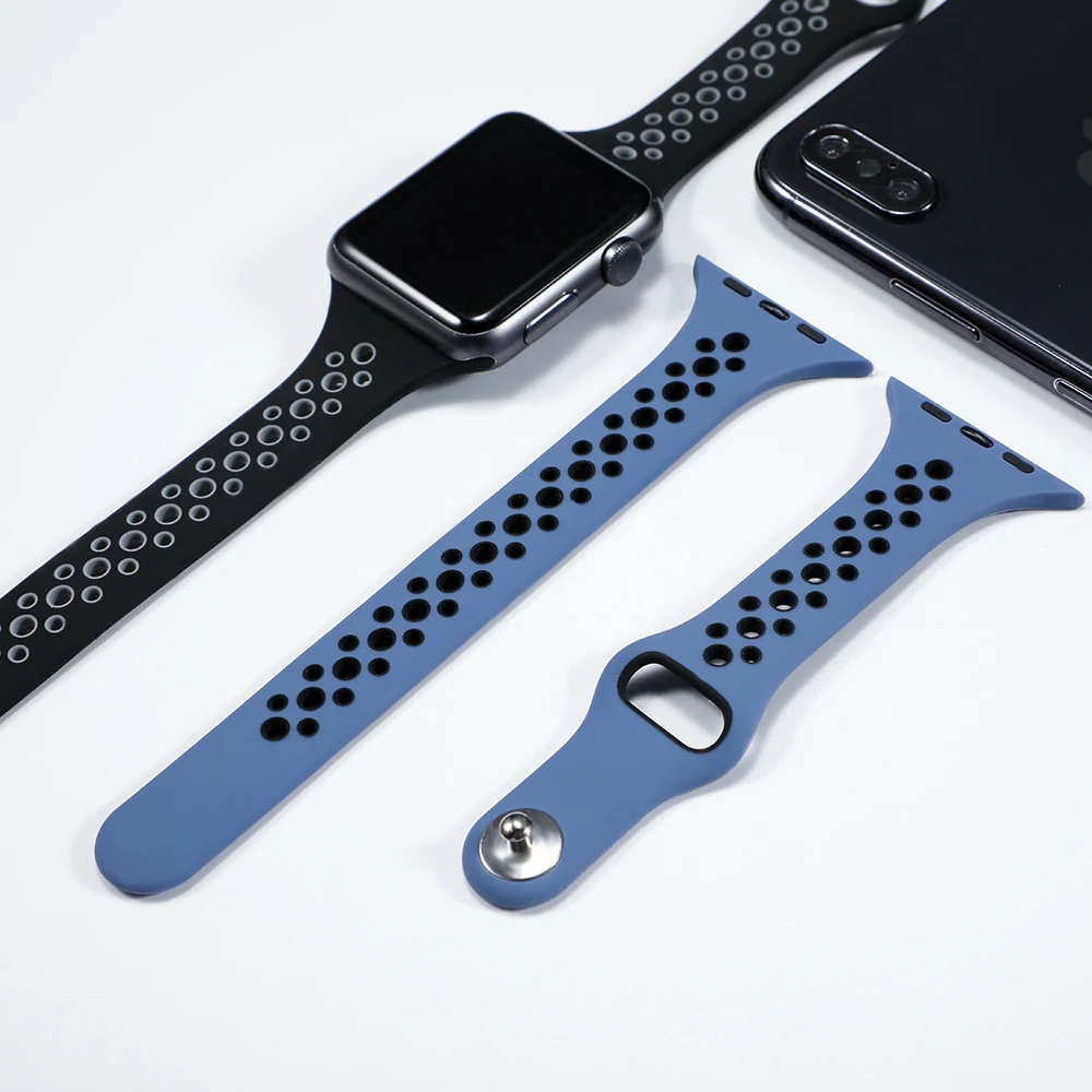 Тонкий ремешок для Apple Watch 5 ремешок 44 мм 40 мм iWatch ремешок 42 мм 38 мм дышащий спортивный силиконовый pulseira correa Apple watch 4 3 2 1
