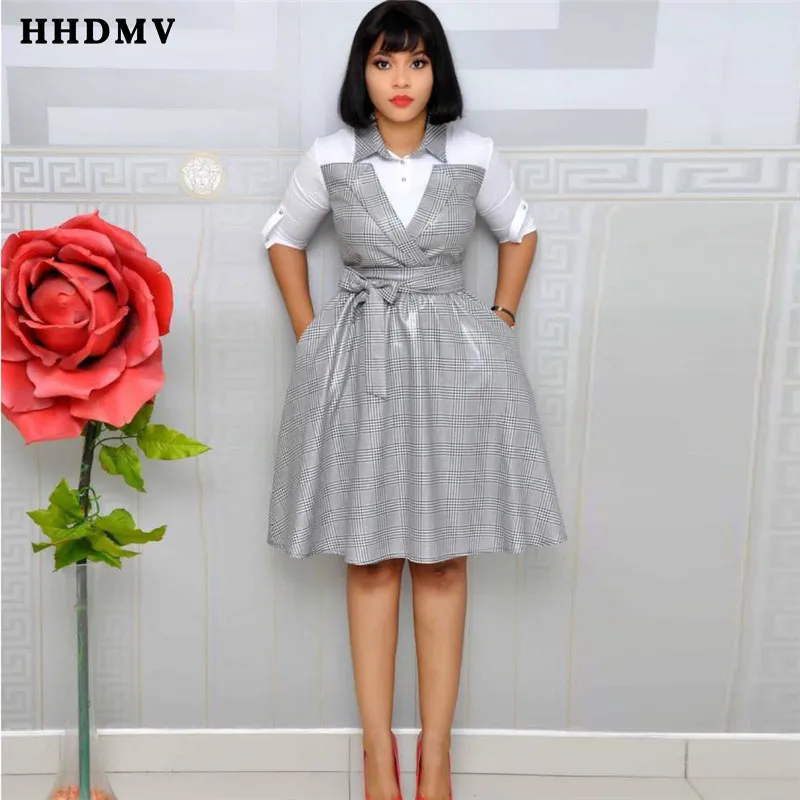 HHDMV XL6029 элегантный формальный стиль платья Половина рукава лацканы карманы Украшение спинки стула плед платья Красочные длиной до колен