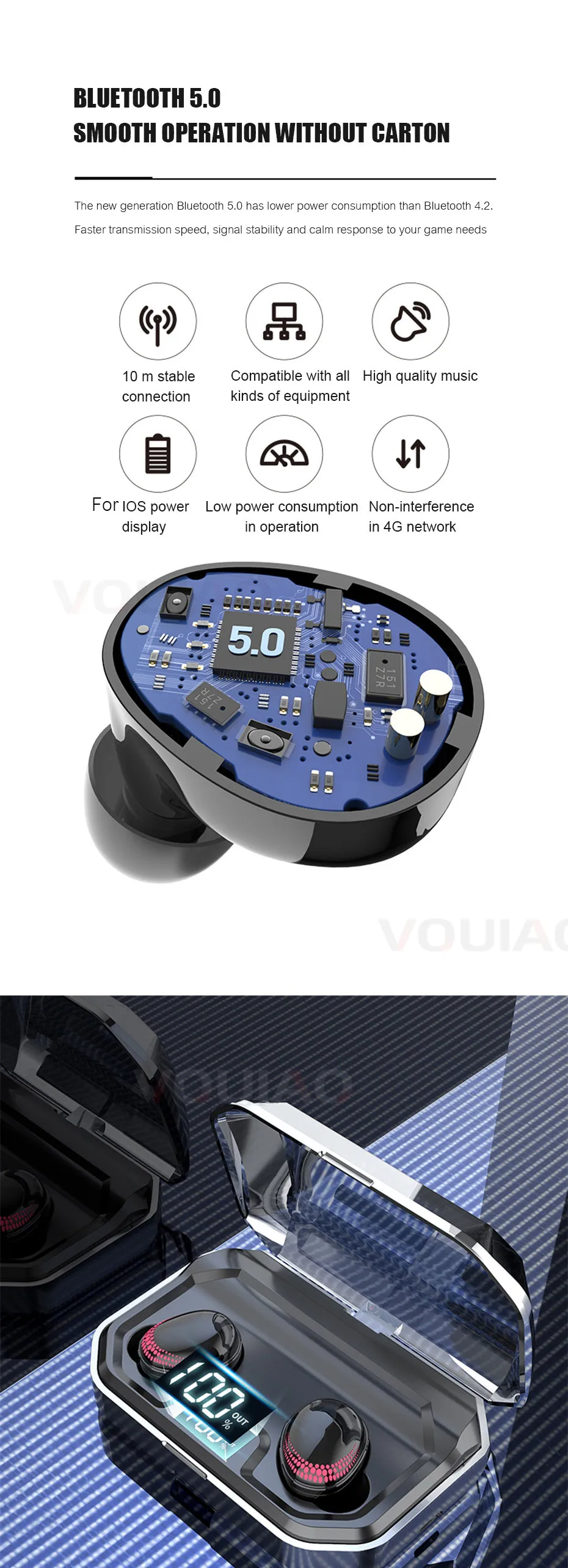 Беспроводные наушники 8D TWS Bluetooth 5,0, стерео наушники, спортивные наушники IPX7, водонепроницаемые наушники с сенсорным управлением и микрофоном