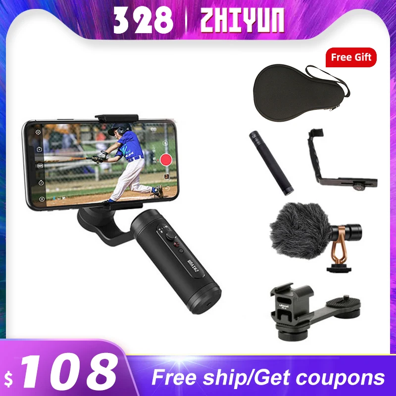 Zhiyun Smooth Q2 3 осевой Карманный стабилизатор для смартфона экшн камеры Iphone 11 Pro Max Xs Xr X