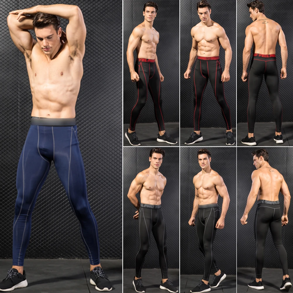 Мужские компрессионные обтягивающие леггинсы для бега, занятий спортом, Мужские штаны для фитнеса, бега, быстросохнущие штаны, тренировочные штаны для йоги
