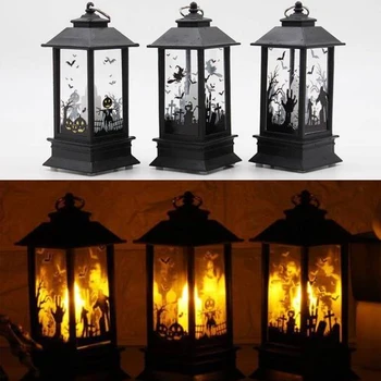 

Halloween Pumpkin Lamp LED Light Kids Bat Garden Pumpkin Light Romantic Witch Spider Hanging Lantern Home Decor Party
