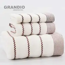 Cotton Bath Towel For Adults White Brown Dark Grey Wave Pattern Hand Sport Face Towel Absorbent Terry Towels Set For Bathroom