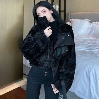 

Coats and Jackets Women Regular Stand Long Sleeve Solid Black Jacket 2020 Women Zipper Loose Winter Office Lady Streetwear
