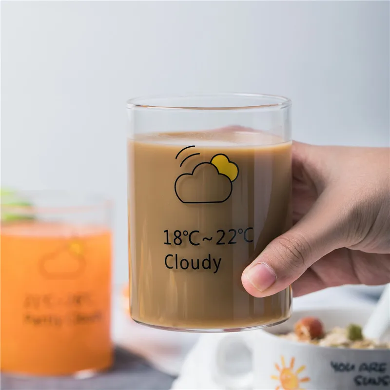 350 мл японская стеклянная чашка для завтрака термостойкая кофейная кружка для молока, сока домашний стакан для питья es креативный подарок кухонная посуда для напитков - Цвет: Cloudy