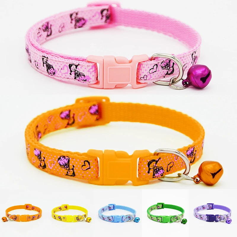 Регулируемый ошейник для собак с колокольчиком милый нейлоновый поводок