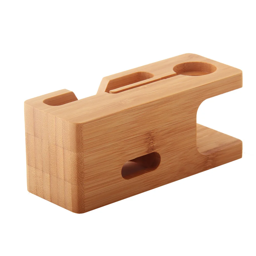 For Apple Watch iPhone X XS XR 8 7 6s Plus Most Charger Dock Bamboo Crafts decoration Holder Desk C