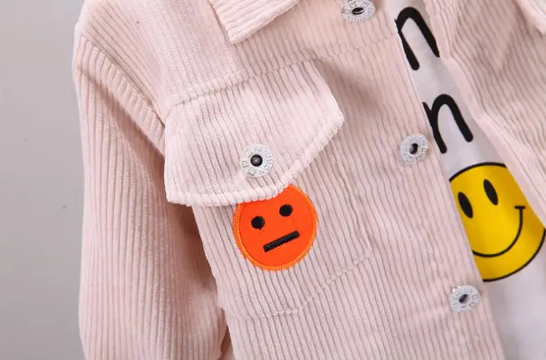 newborn baby clothing set Children overalls sportswear set 1-5Y boys girls Lapel corduroy coat+shirts+pants 3pcs Toddler Infant outfits kids baby clothes sun baby clothing set