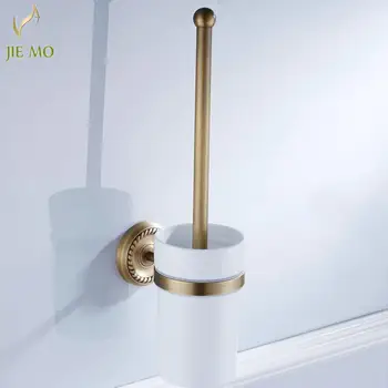 

Antique Toilet Brush Holder Chrome with Frosted ceramic Cup WC Borste Clean Wall Toilet Brush Set Bath Hardware F67