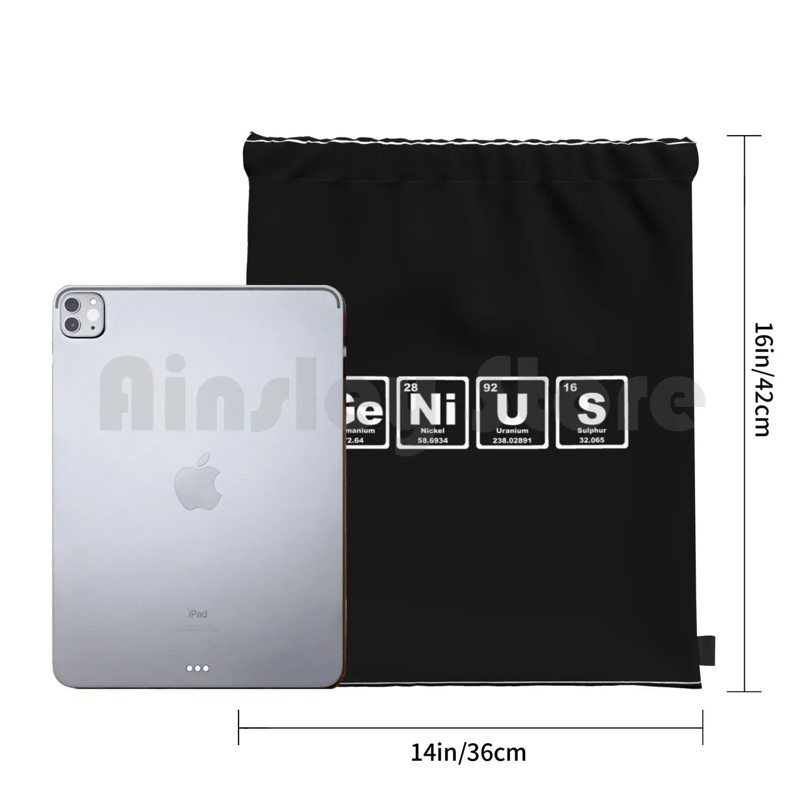 Genius Periodic Table Drawstring Backpack, Fun Design