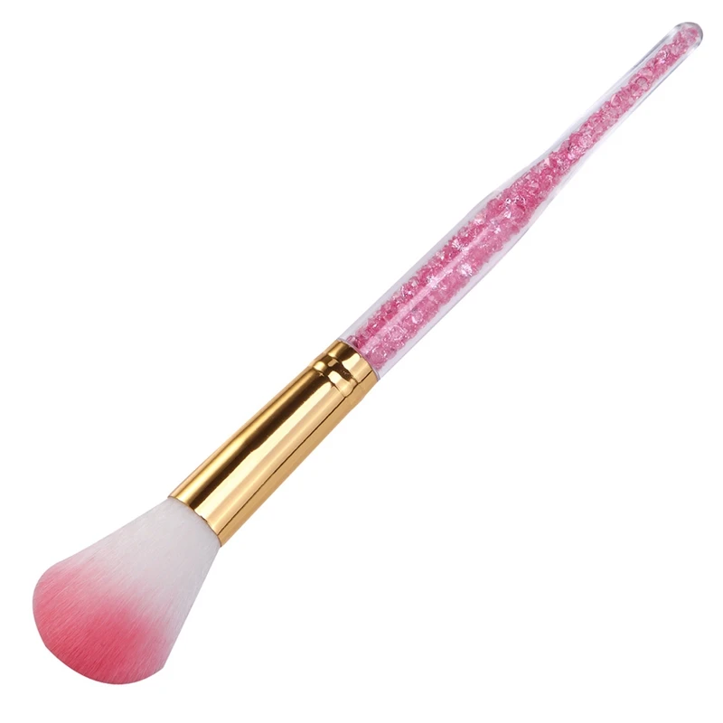 Новая пыльца, втирка для маникюра, щетка для очистки поверхности ногтей, кристальная ручка, кисточка для ногтей, 1 шт., Прямая - Цвет: Pink