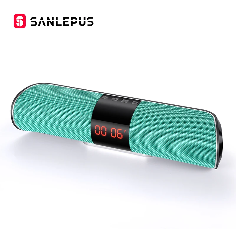 green SANLEPUS Bluetooth наружный динамик металлический портативный супер бас беспроводной громкий динамик 3D стерео музыка объемный с TFCard Aux - Цвет: green