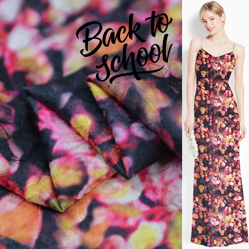 

100cm*108cm stretch silk fabric soft charmeuse digital floral